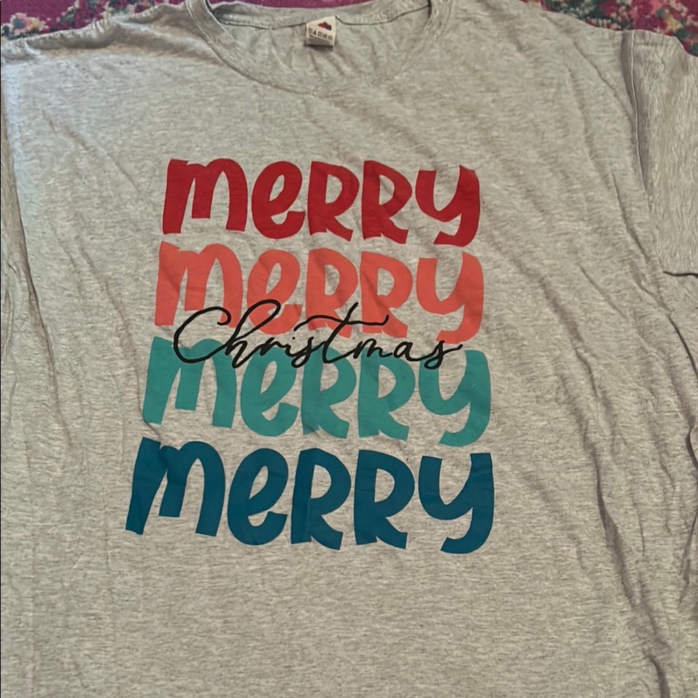 Gray Merry Christmas Short Sleeve Tee